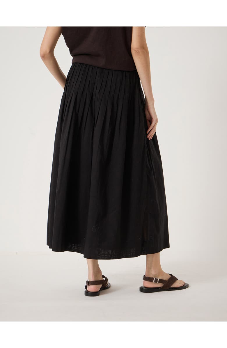 Hush Maddie Pleated Cotton Voile Midi Skirt, Alternate, color, Black