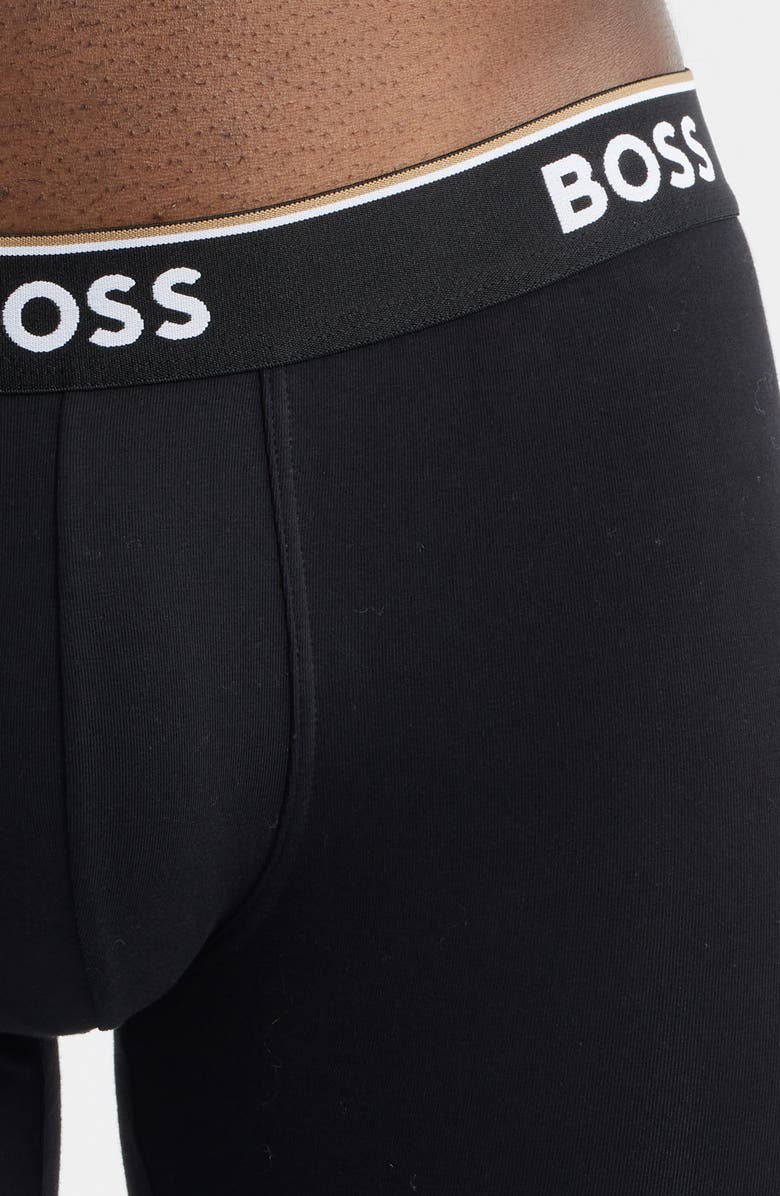 BOSS 3-Pack Power Stretch Cotton Long Boxer Briefs, Alternate, color, Black