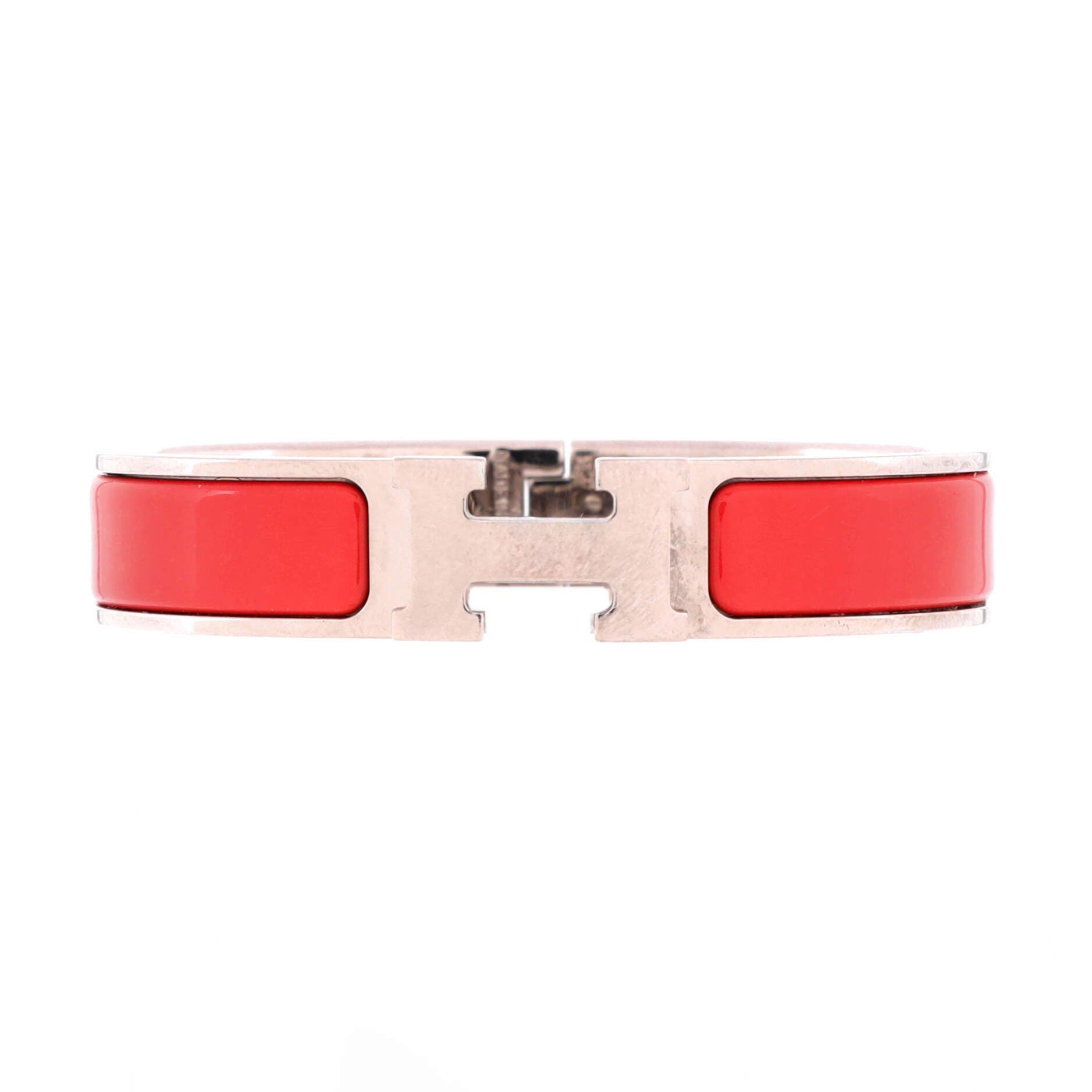 Pre-Owned Hermes Clic H Bracelet Enamel Narrow, Main, color, Pink