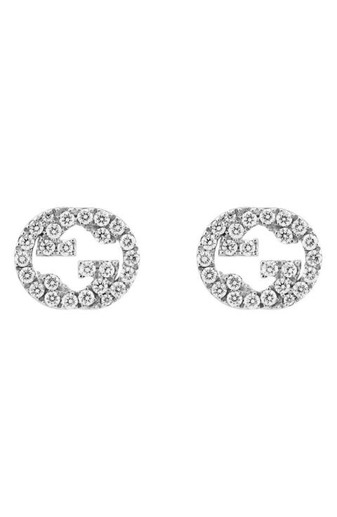 Large Interlocking-G Diamond Stud Earrings