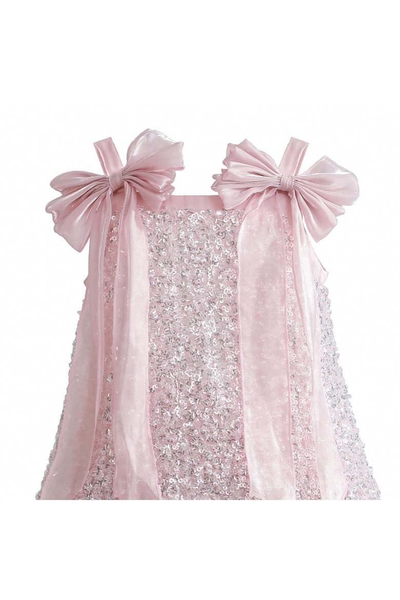 Aurielle Beaded Bow Dress, Alternate, color, Pink