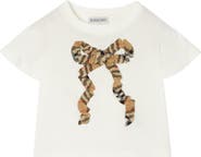 Burberry Girls' Check Bow Cotton T-shirt