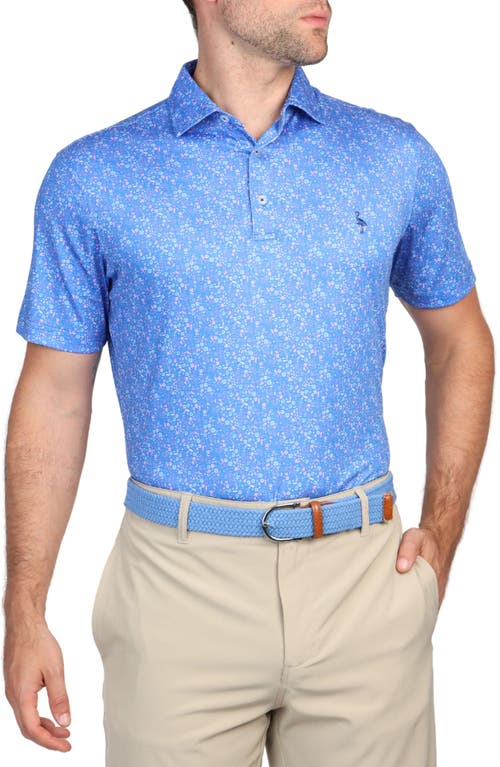 Tailorbyrd Abstract Floral Print Performance Polo In Blue