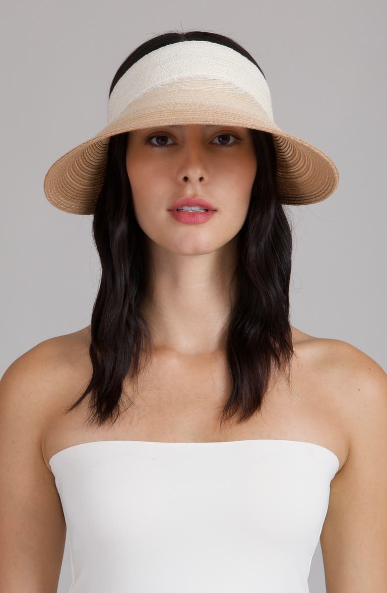 Eugenia Kim Trixie Wide Brim Packable Visor, Alternate, color, Ivory/ Natural/ Camel