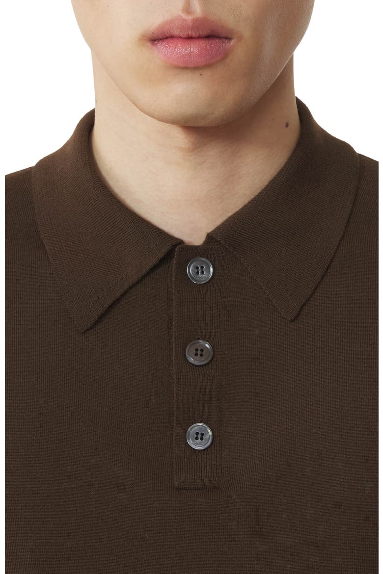 Classic Polo Shirt In Merino Wool, Alternate, color, Ebony