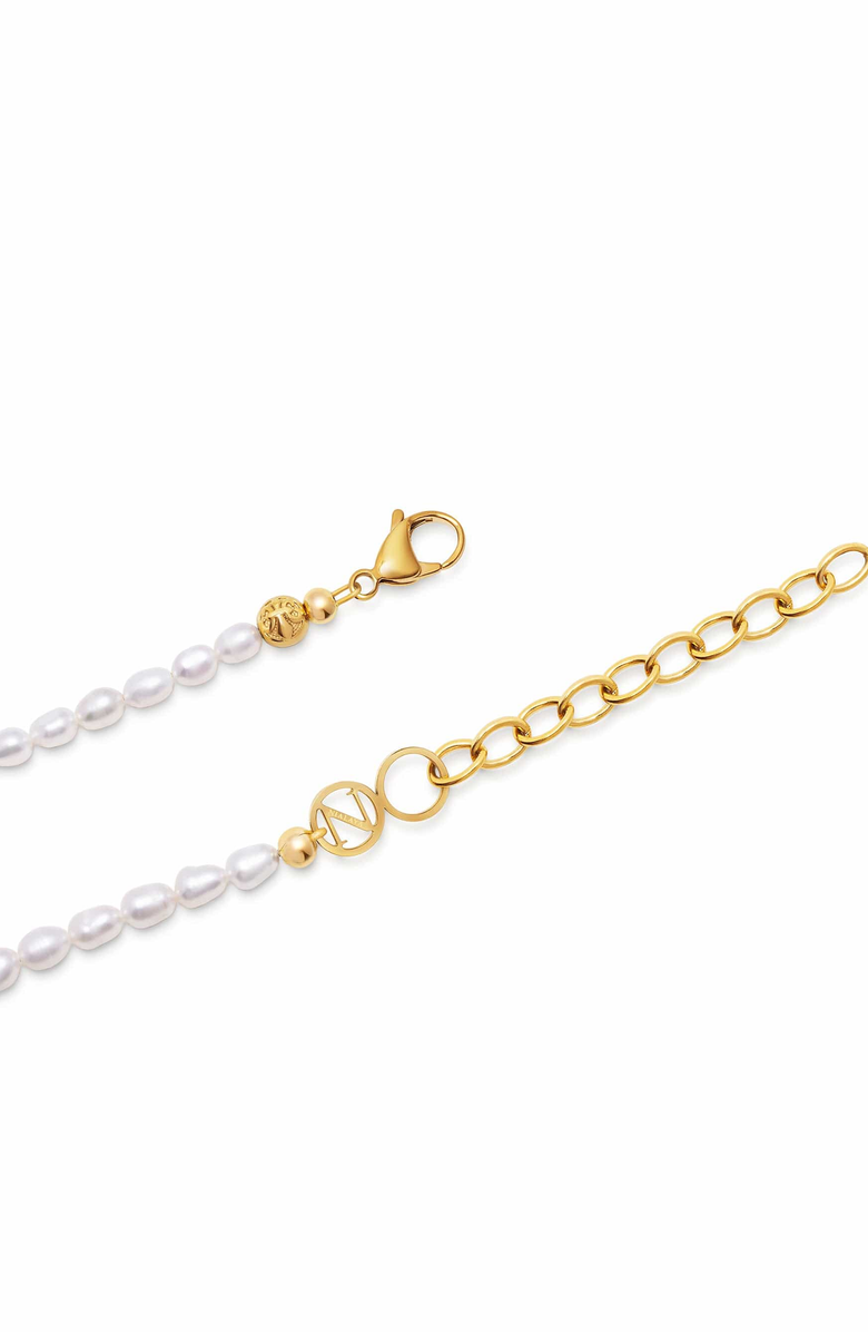 Nialaya Pearl Cross Choker Necklace, Alternate, color, White