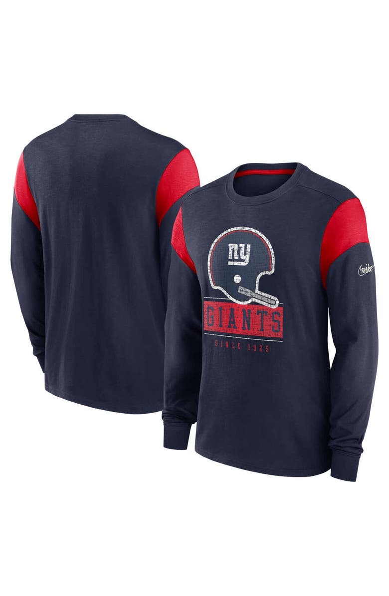Nike Men's Nike Heather Navy New York Giants Rewind Playback Helmet Long Sleeve T-Shirt, Alternate, color, Heather Navy