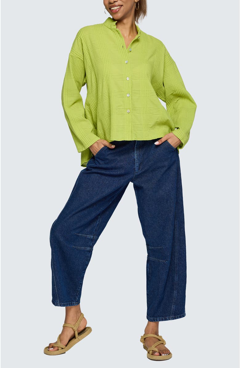 LUUKAA Serina Mandarin Collar Shirt, Alternate, color, Lime