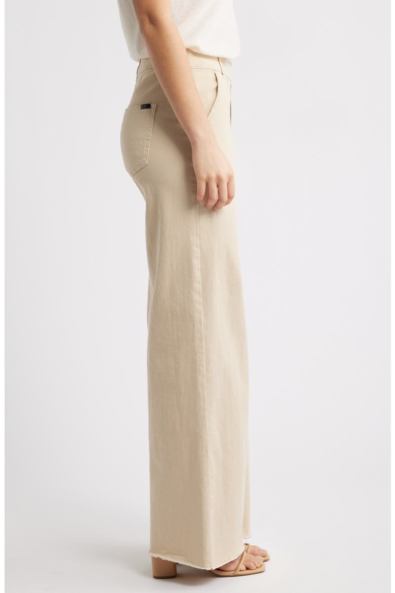 Raw Hem Wide Leg Pull-On Denim Pants, Alternate, color, ECRU