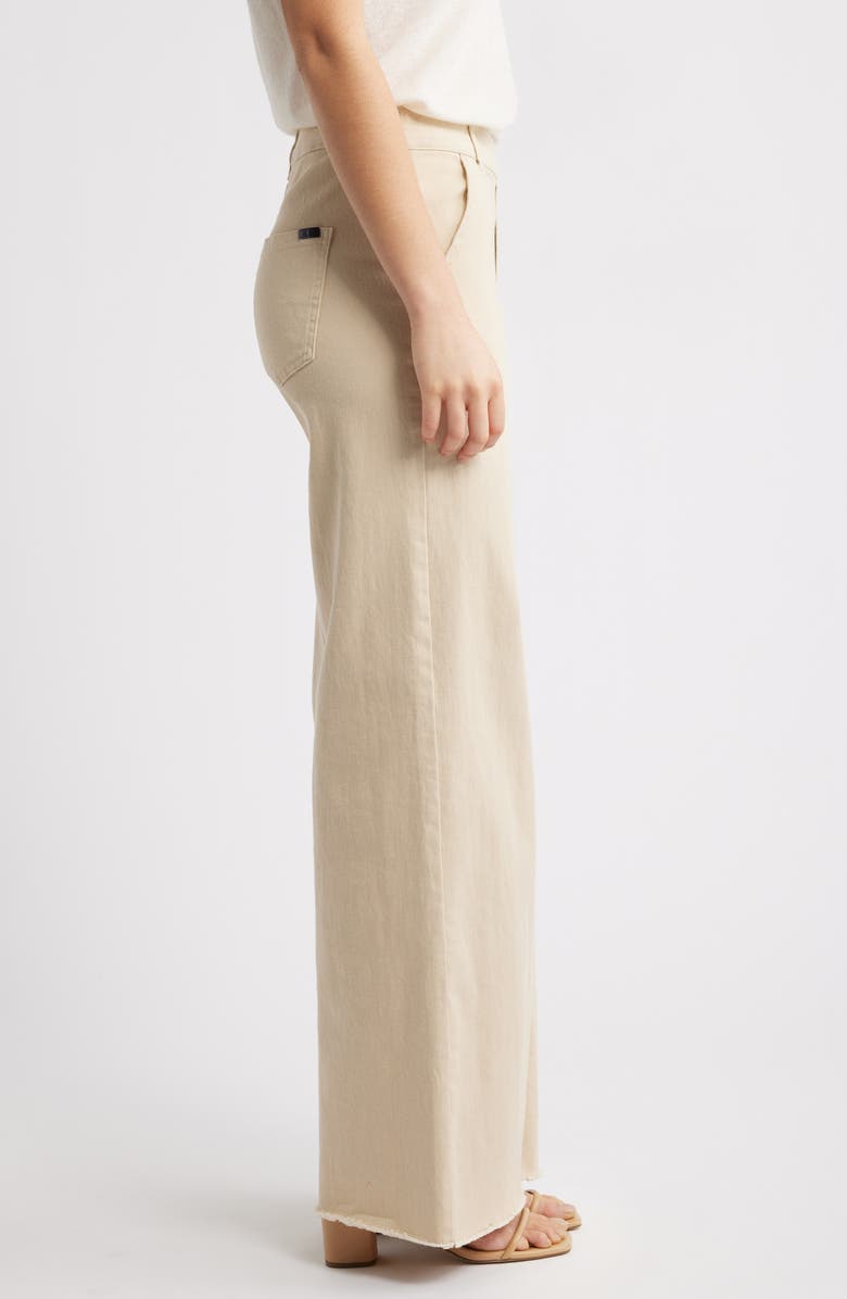 Hue Raw Hem Wide Leg Pull-On Denim Pants, Alternate, color, Ecru