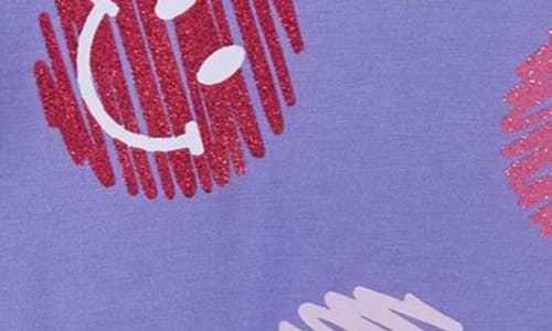 Andy & Evan Kids' Smiley Print Jersey Dress In Purple/pink