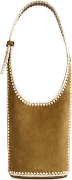 Veronica Beard Small Whipstitch Loop Suede Shoulder Bag
