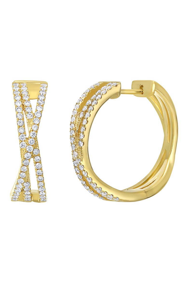 Solstice Diamond Crossover Hoop Earrings (Nordstrom Exclusive), Main, color, 18K YELLOW GOLD