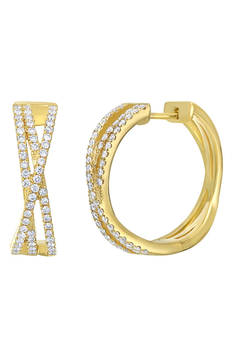 Bony Levy Solstice Diamond Crossover Hoop Earrings, Main, color, 18K Yellow Gold