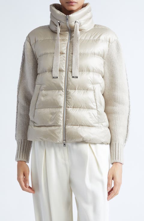 Wool Knit & Ultralight Nylon Puffer Jacket