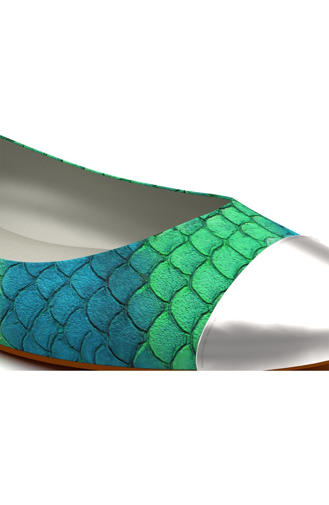 Cap Toe Fish Scale Ballet Flat, Alternate, color, BLUE/ LIGHT GREEN FISH
