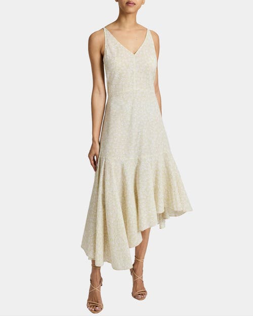 Santorelli Davin Sleeveless Asymmetric Fit And Flare Midi Dress In Cotton Seersucker