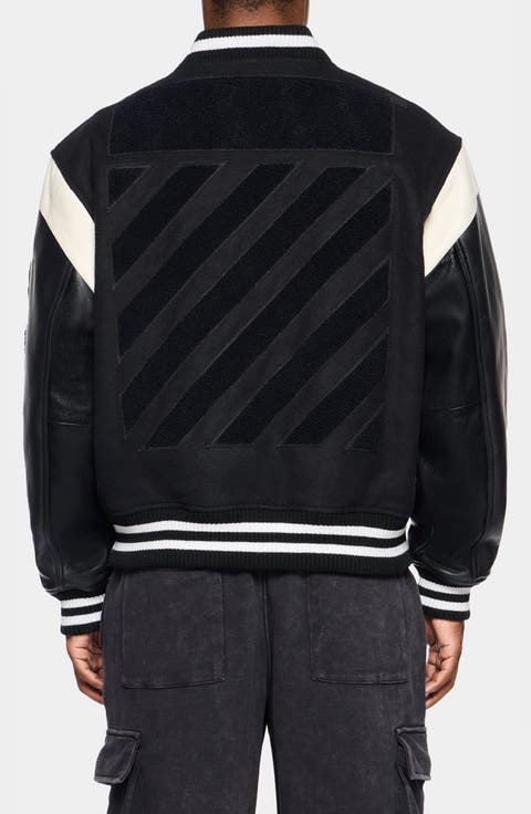 Off Varsity Wool & Leather Jacket