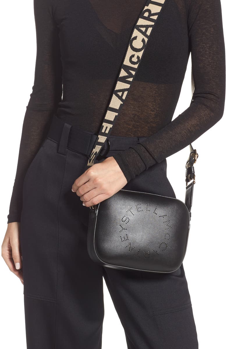 Stella McCartney Mini Perforated Logo Alter Nappa Faux Leather Camera Bag, Alternate, color,