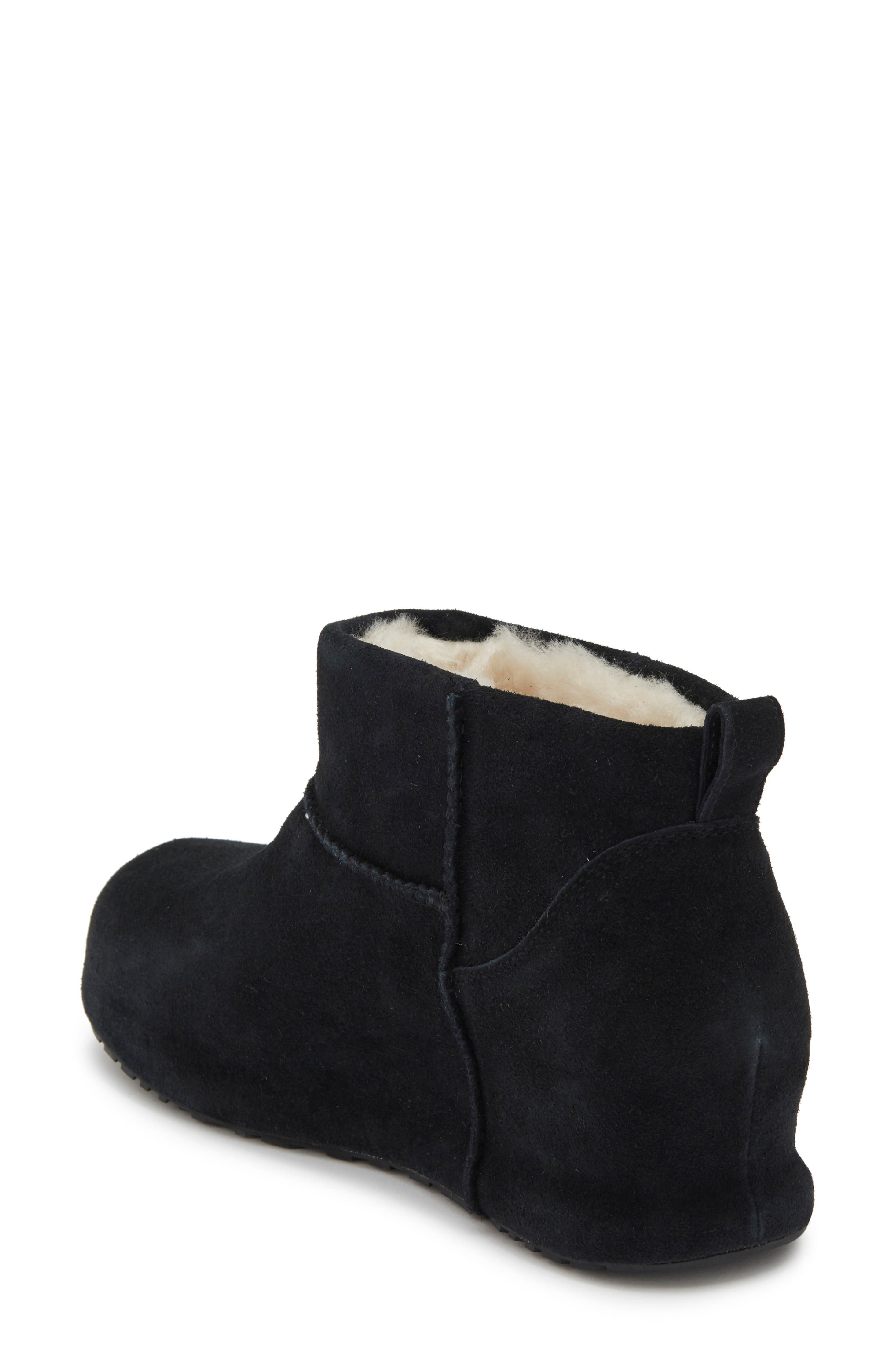 Classic Mini Enwrap Genuine Shearling Leather Boot, Alternate, color, BLACK