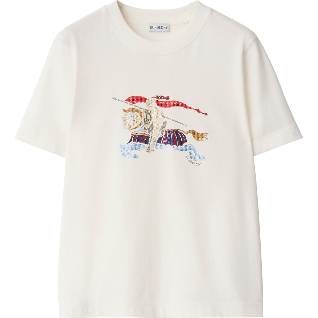 Burberry Graphic Print Crew Neck Short Sleeve Top In Gray