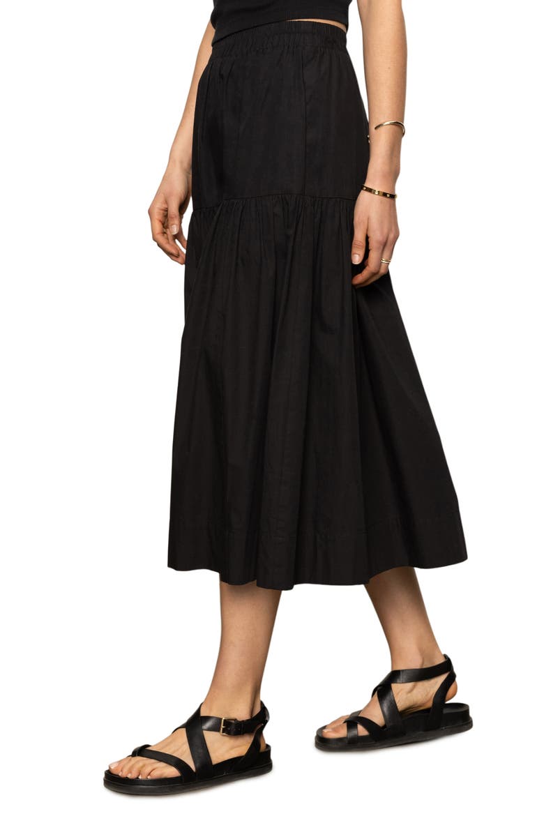 Cotton Poplin Prairie Skirt, Alternate, color, BLACK