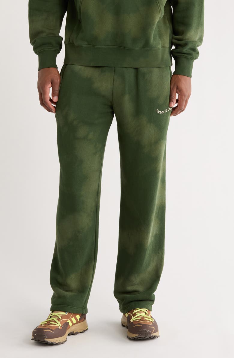 Museum of Peace & Quiet Wordmark Tie Dye Sweatpants, Main, color, Forest