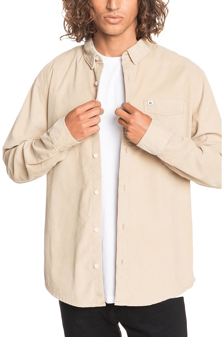 Smoke Trail Button-Up Corduroy Shirt, Main, color, INCENSE