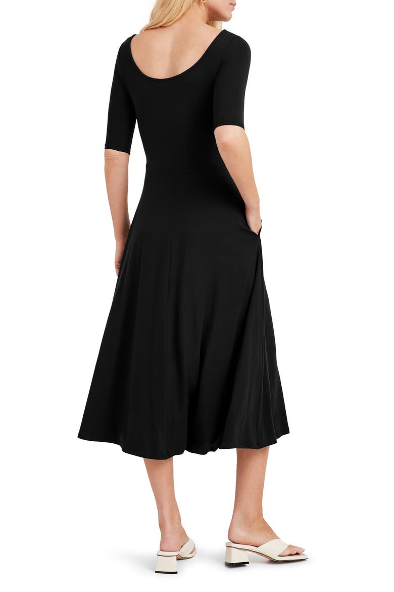 Innogen Jersey A-Line Dress, Alternate, color, BLACK