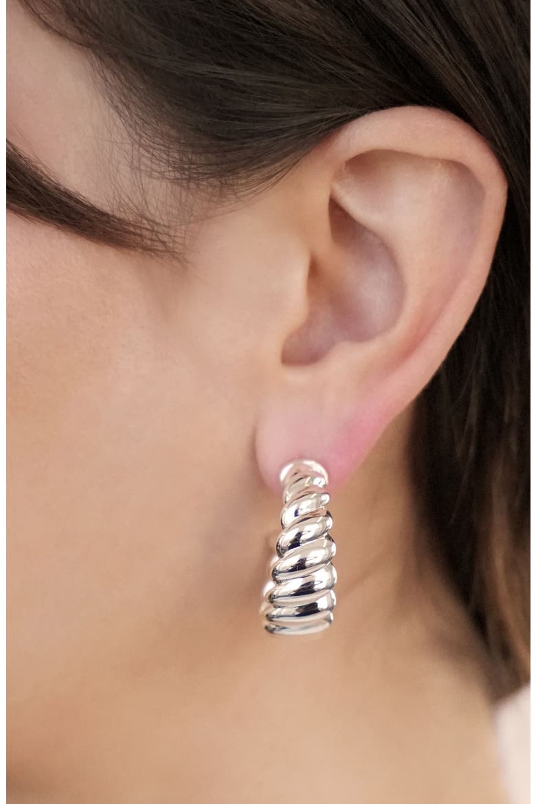 Croissant Hoop Earrings, Alternate, color, SILVER