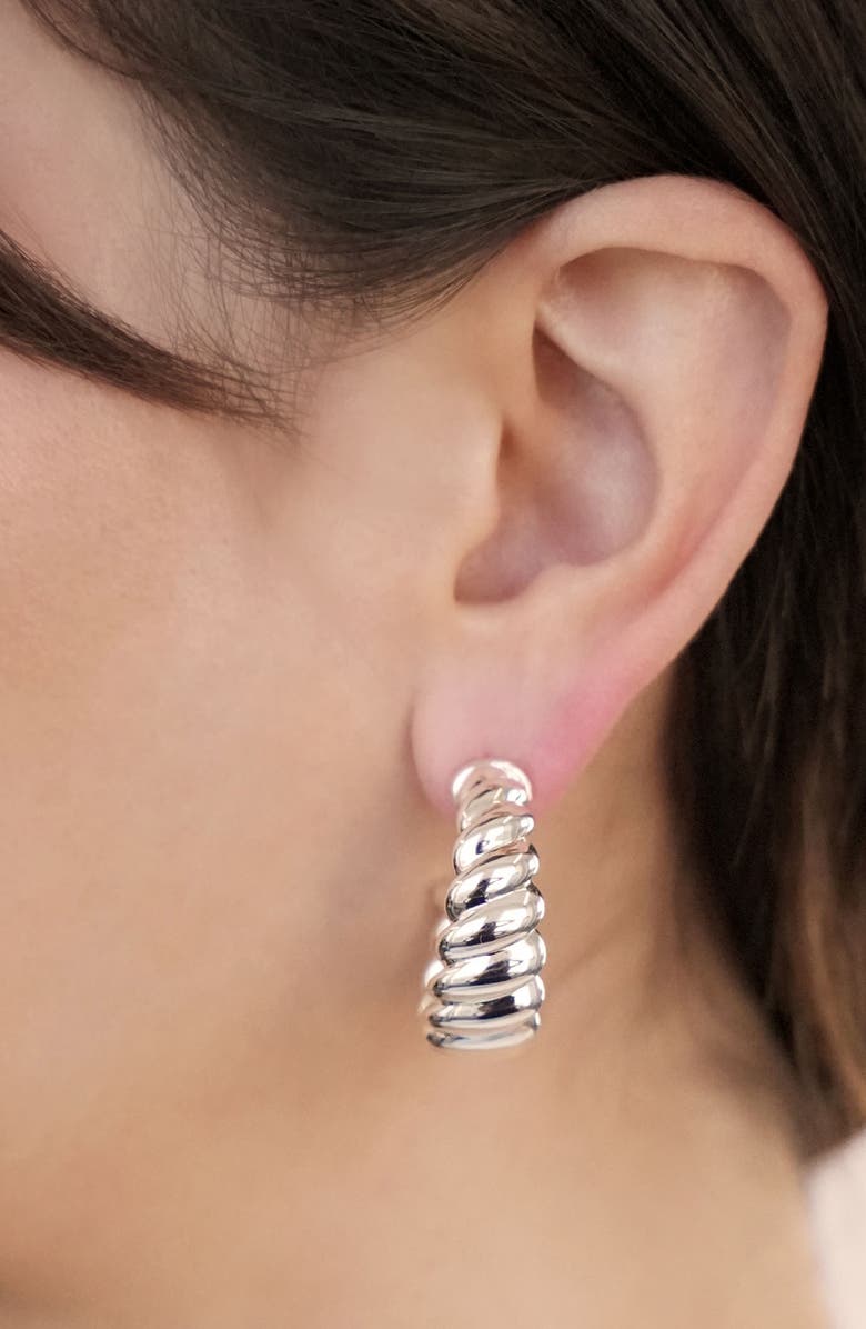 Ettika Croissant Hoop Earrings, Alternate, color, Silver