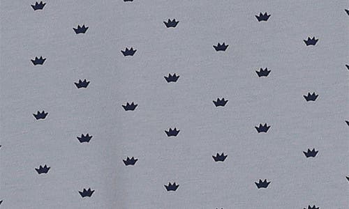 Maniere Manière Crown Print Cotton Blend Wrap Footie & Beanie Set In Blue