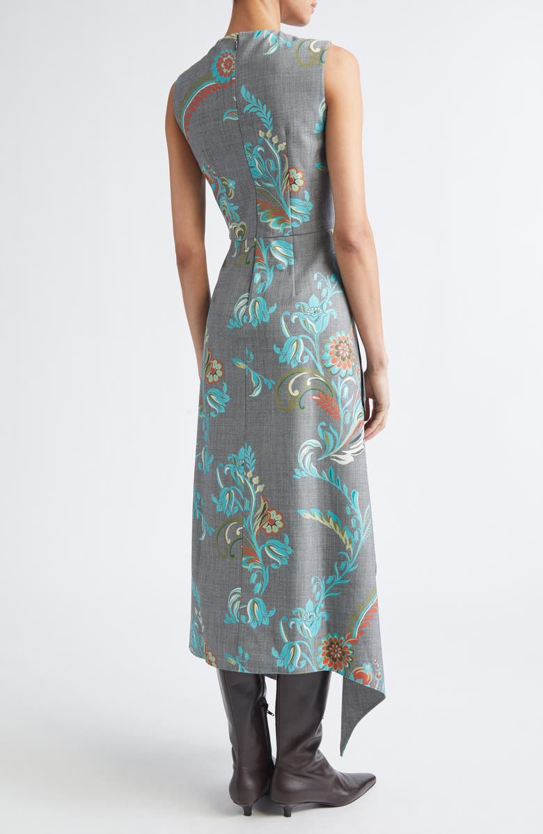 Etro Daffodil Print Sleeveless Dress, Alternate, color, Printed Black Base
