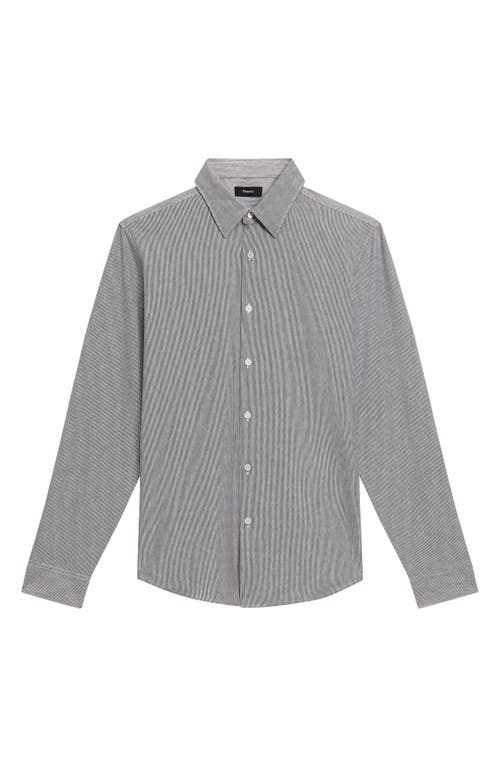 Theory Sylvain Pinstripe Button-up Shirt In Gray