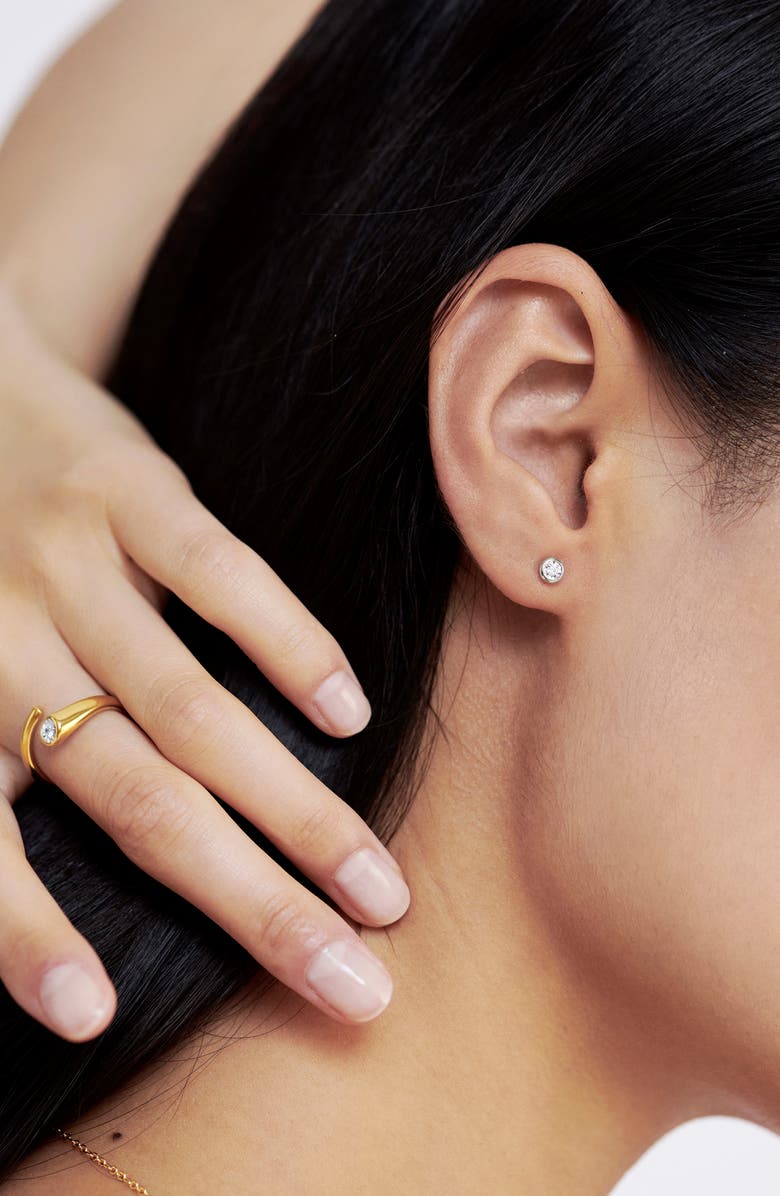 Monica Vinader Essential Lab-Grown Diamond Solitaire Stud Earrings, Alternate, color, 18K Gold Vermeil