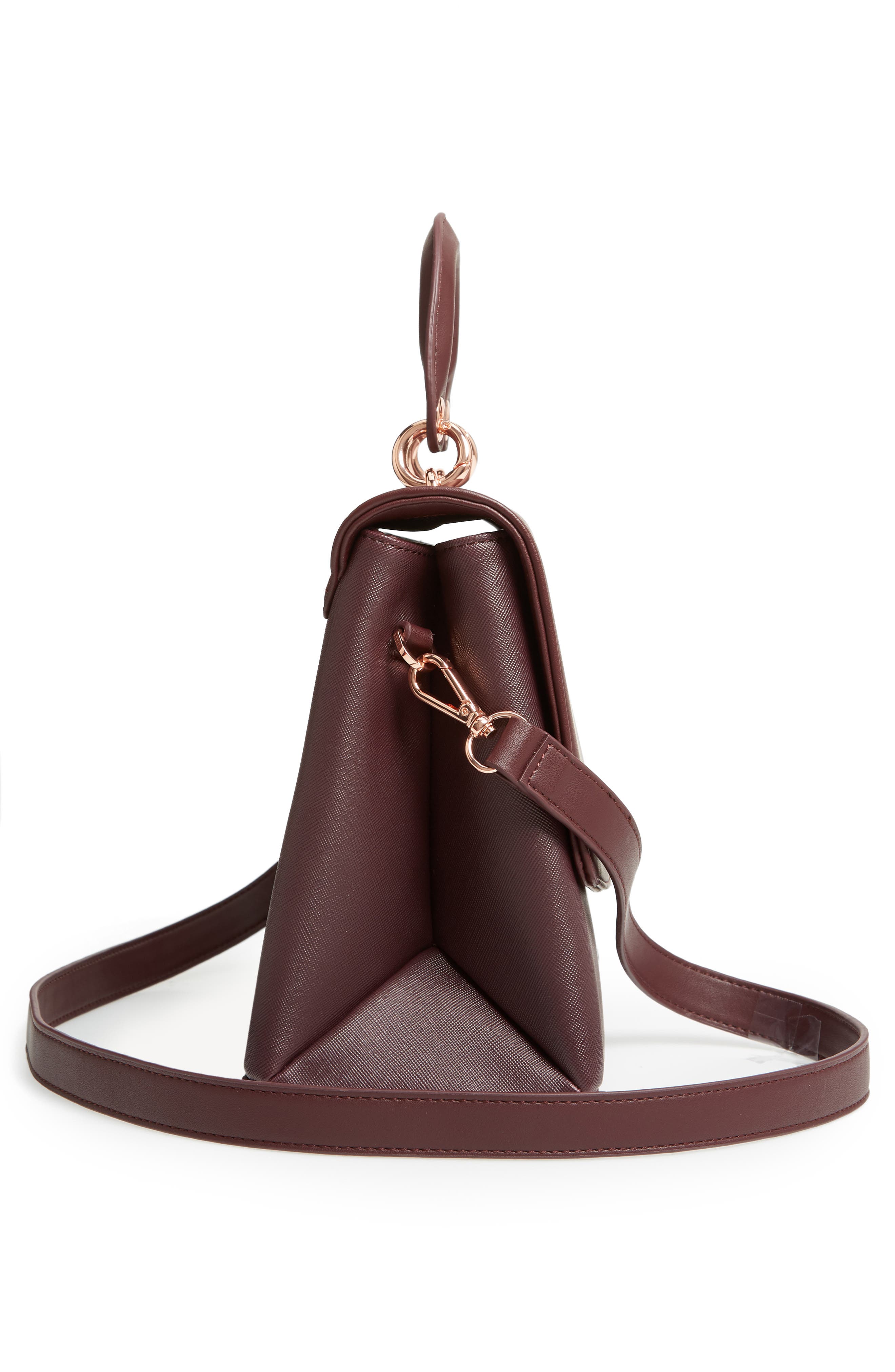 Keiira Lady Bag Faux Leather Top Handle Satchel, Alternate, color, DEEP PURPLE