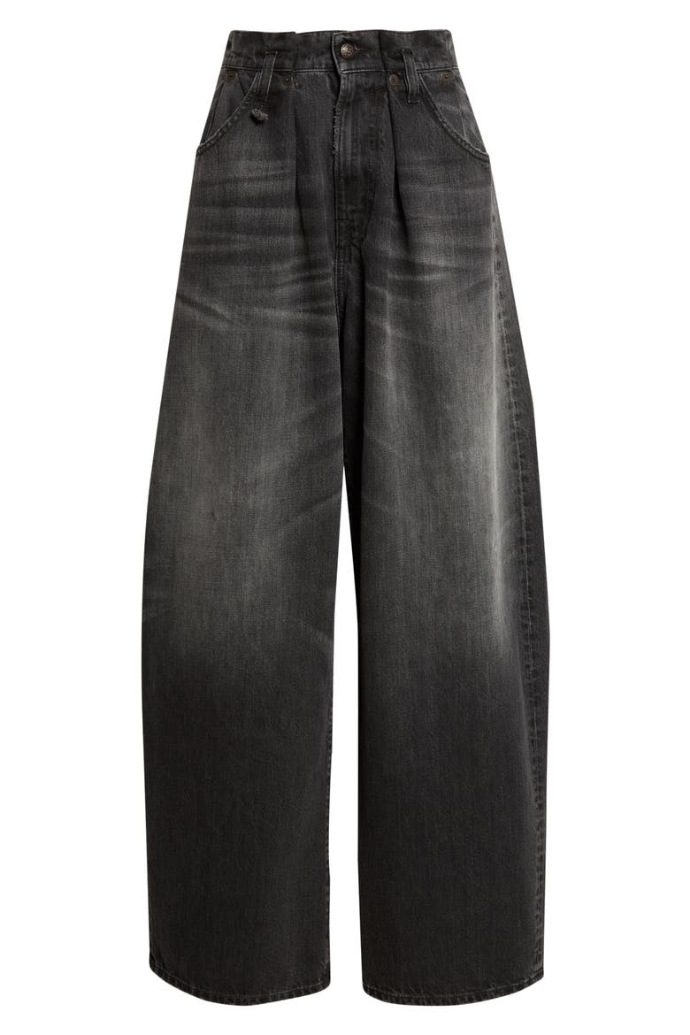 Pleated Waistband Wide Leg Jeans, Alternate, color, WILSON BLACK