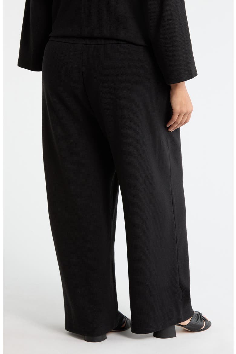 Organic Cotton Blend Ankle Wide Leg Drawstring Pants, Alternate, color, BLACK