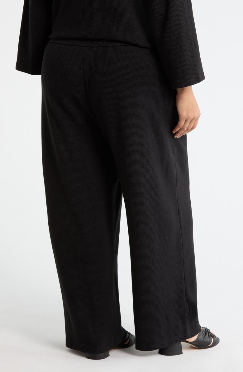 Eileen Fisher Organic Cotton Blend Ankle Wide Leg Drawstring Pants, Alternate, color, Black