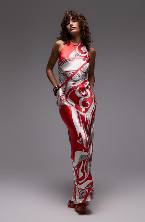 Satin Halter Maxi Dress