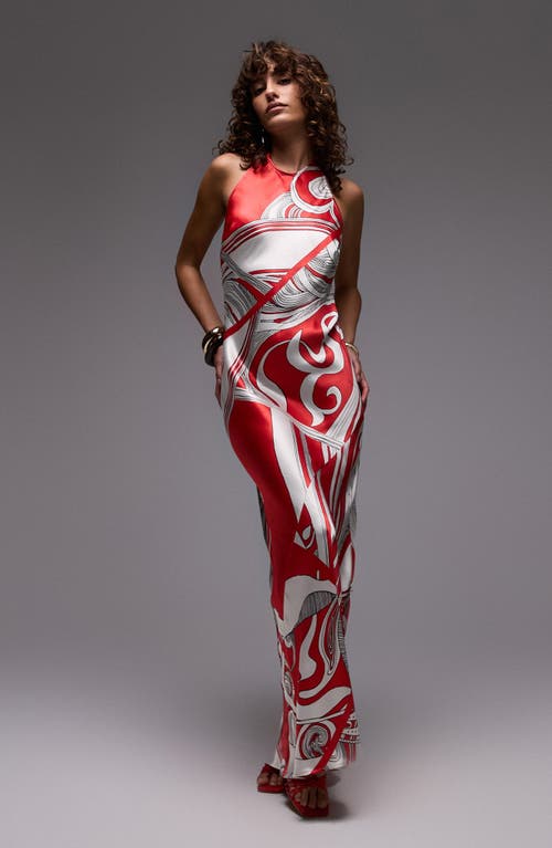 Topshop Satin Halter Maxi Dress
