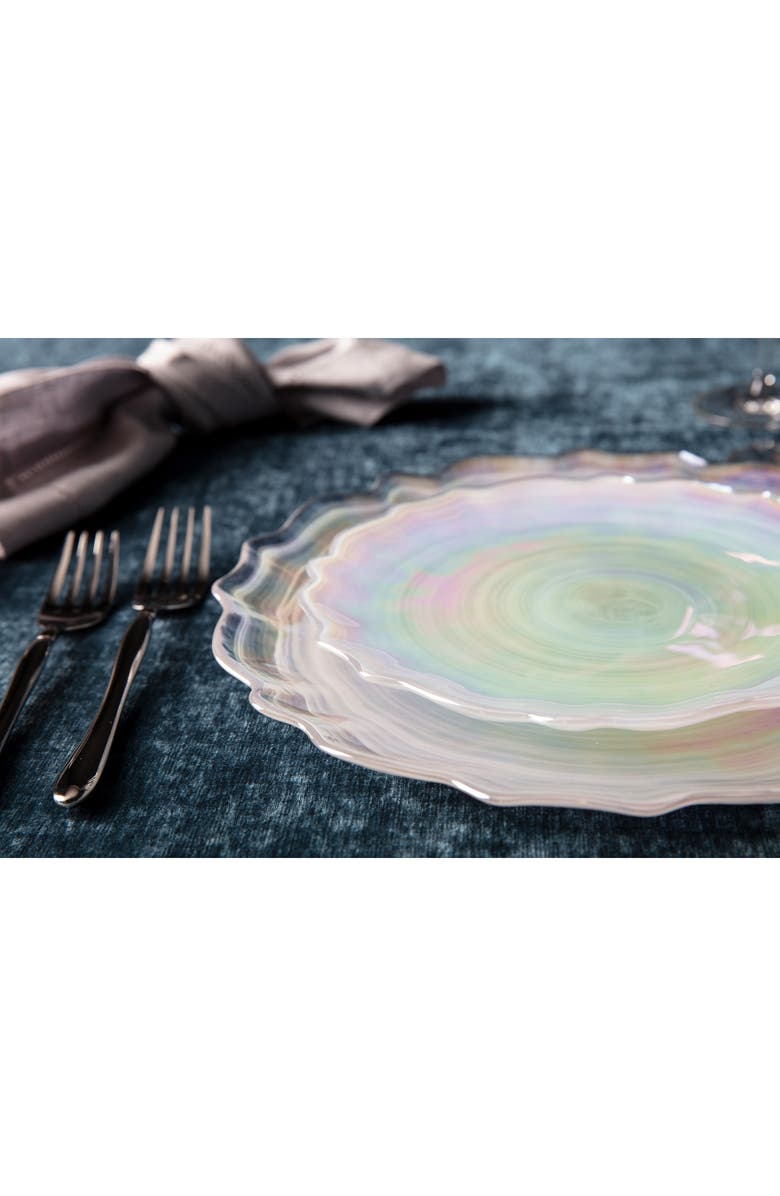 Fortessa Lorelei Set of 4 Iridescent Dinner Plates, Alternate, color, Clear