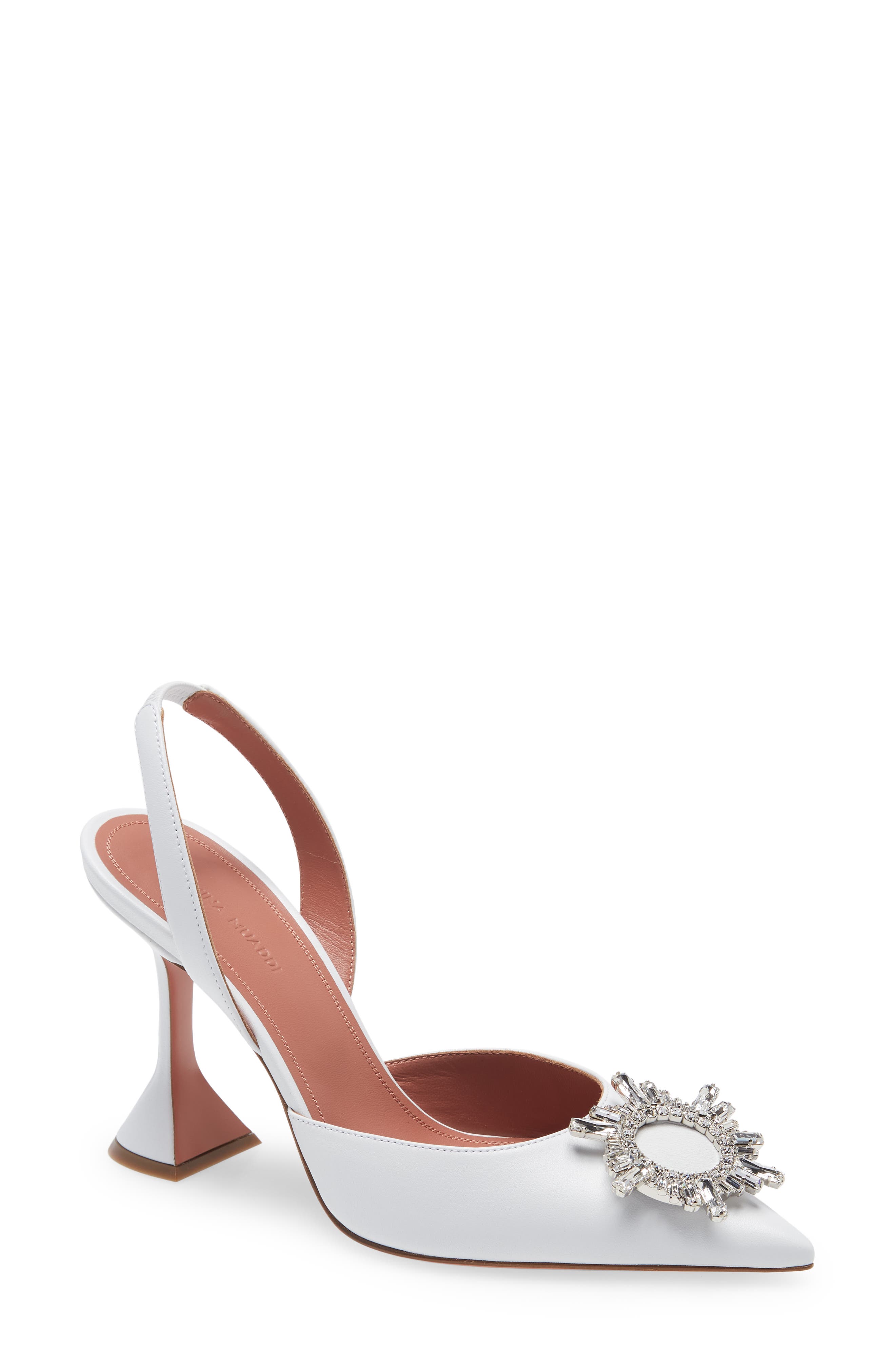 Begum Glass Pointed Toe Slingback Pump, Main, color, NAPPA WHITE