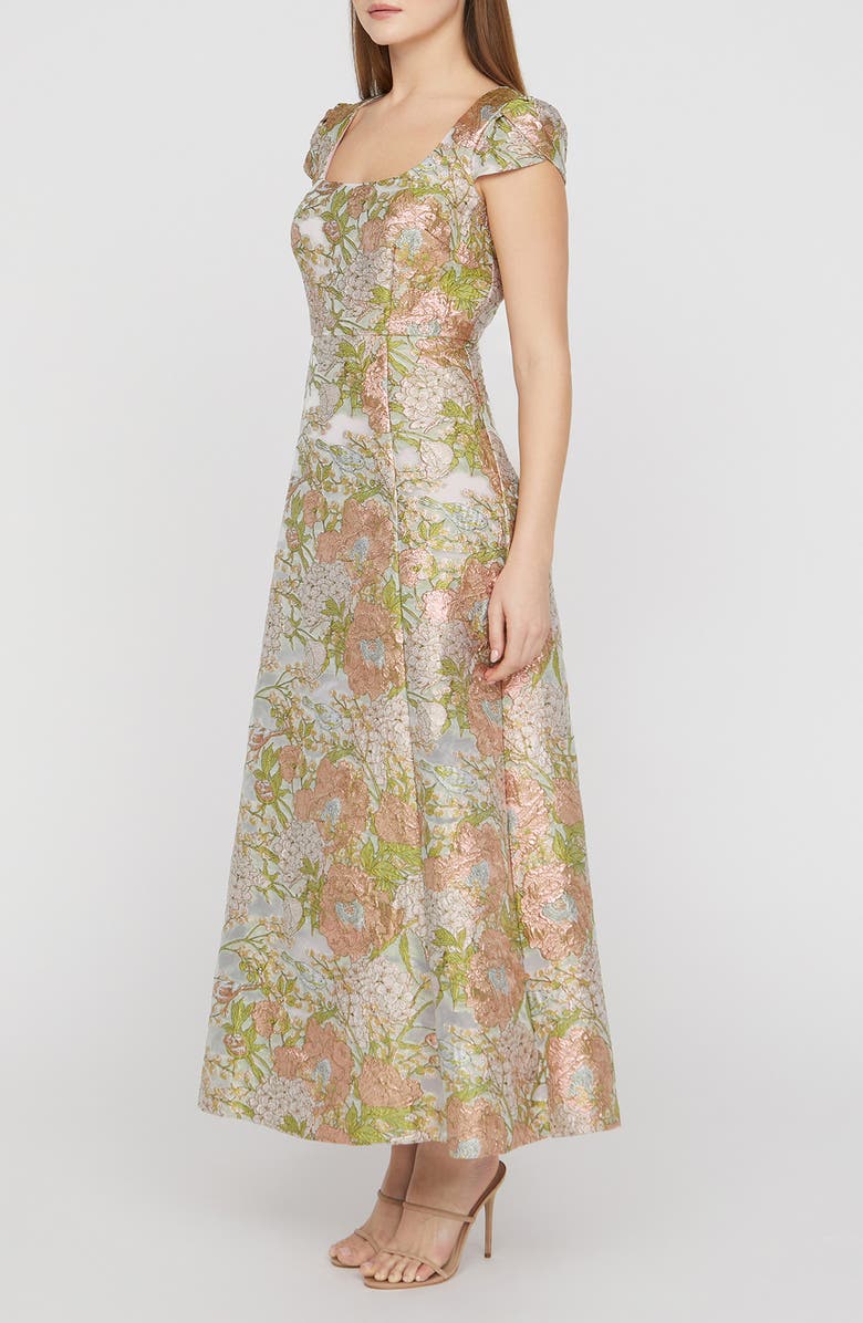 JS Collections Ruthanne Metallic Floral Jacquard Gown, Alternate, color, Blush/ Multi
