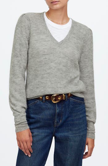 MADEWELL MADEWELL DEEP V-NECK ALPACA BLEND SWEATER