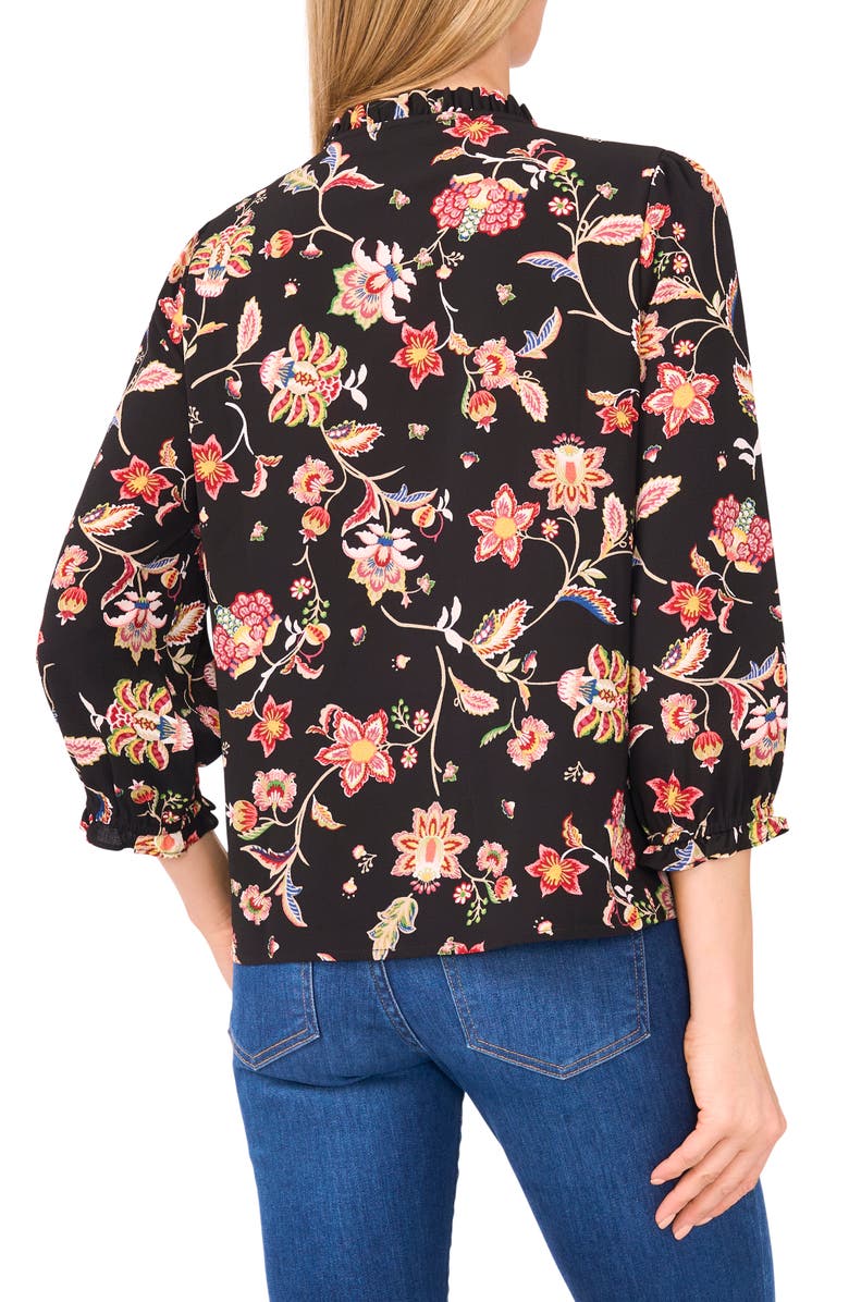 CeCe Ruffle Print Top, Alternate, color, Rich Black