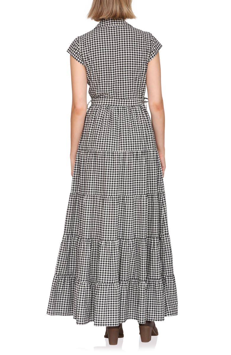 Avec Les Filles Gingham Maxi Shirtdress, Alternate, color, Black And Creme Gingham