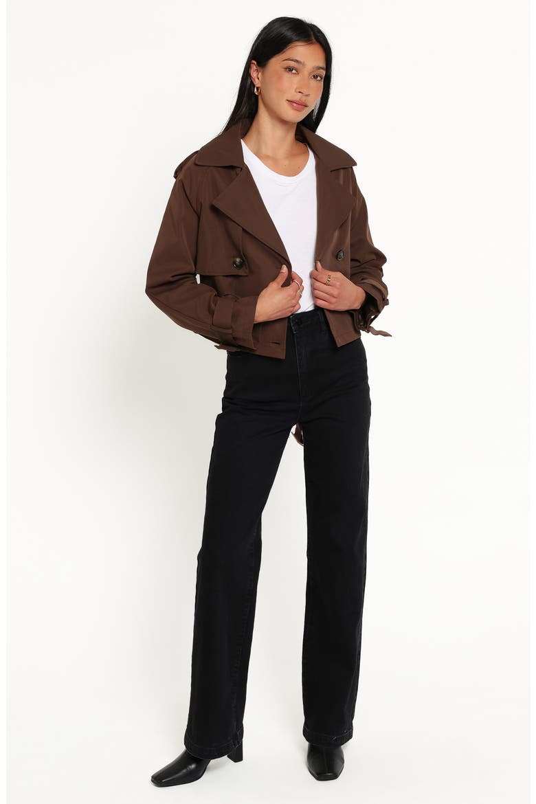 Charlie Cropped Trench Coat, Alternate, color, DARK BROWN