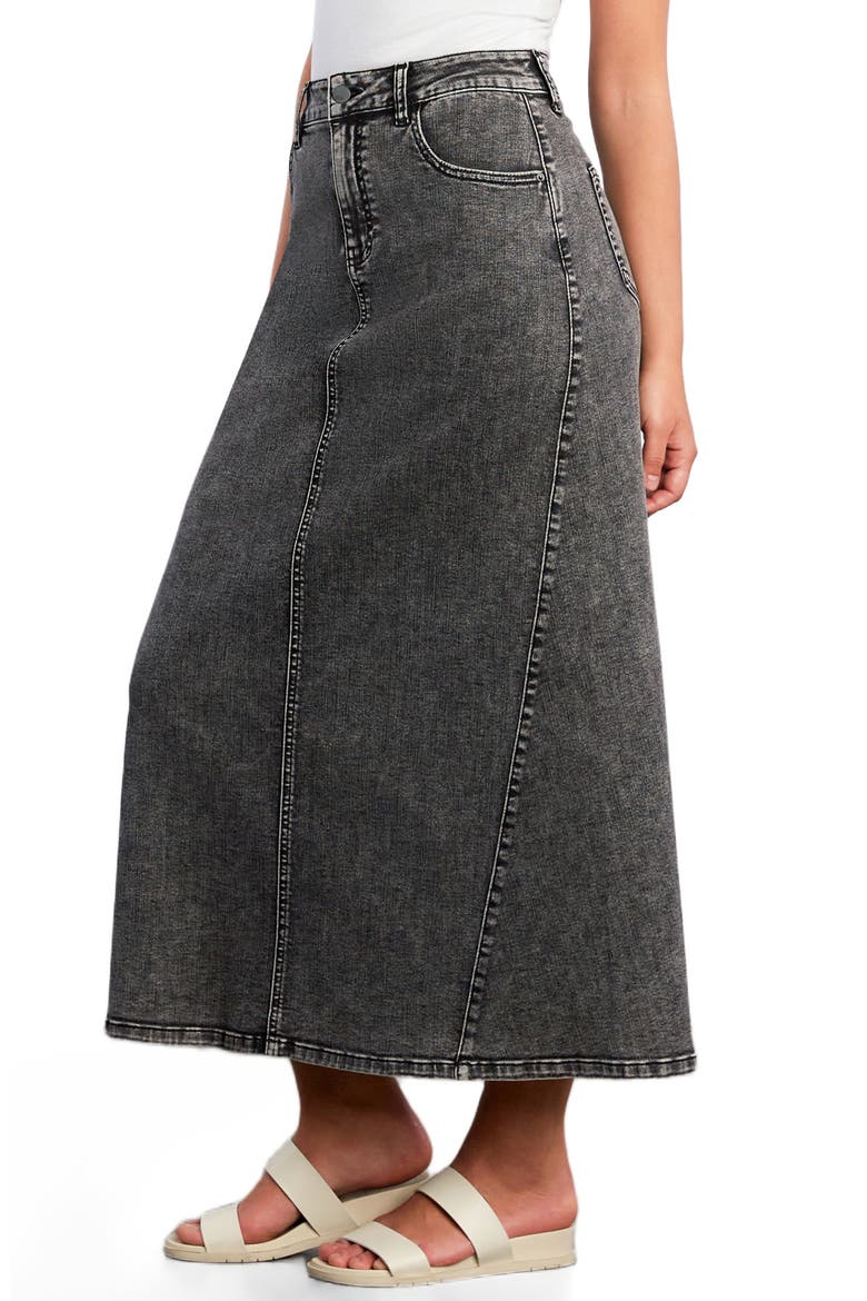 Denim Maxi Skirt, Alternate, color, BLACK DIAMOND