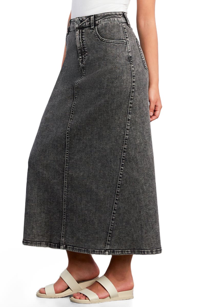 Wash Lab Denim Denim Maxi Skirt, Alternate, color, Black Diamond